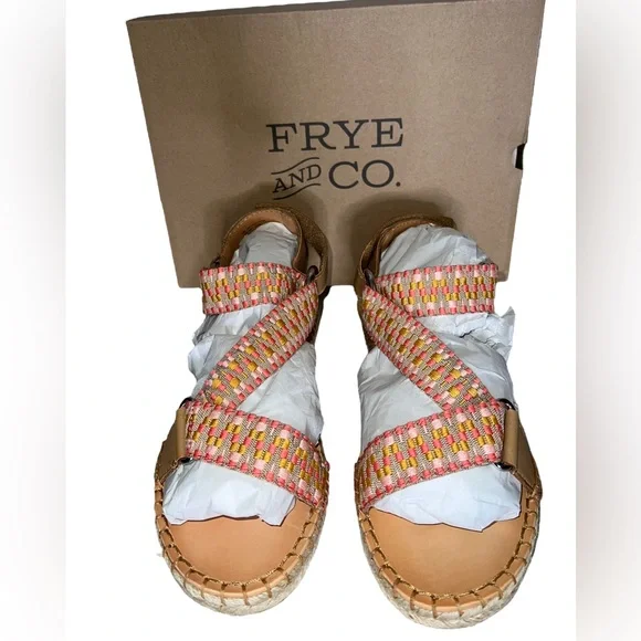 💗 NWB! Frye & Co Colorful Stitch Wrap Sandals - Picture 12 of 12